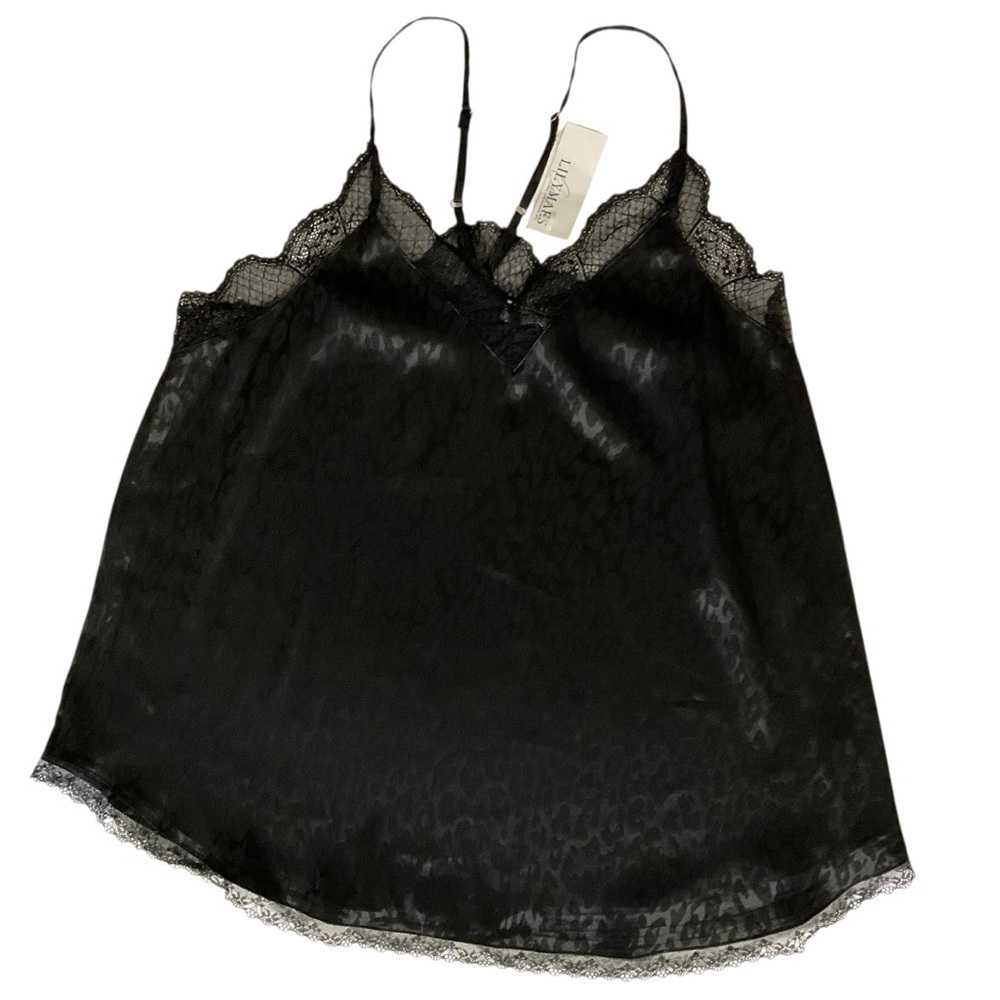 LILYMAES Allison Silky Camisole Black Size Large NWT